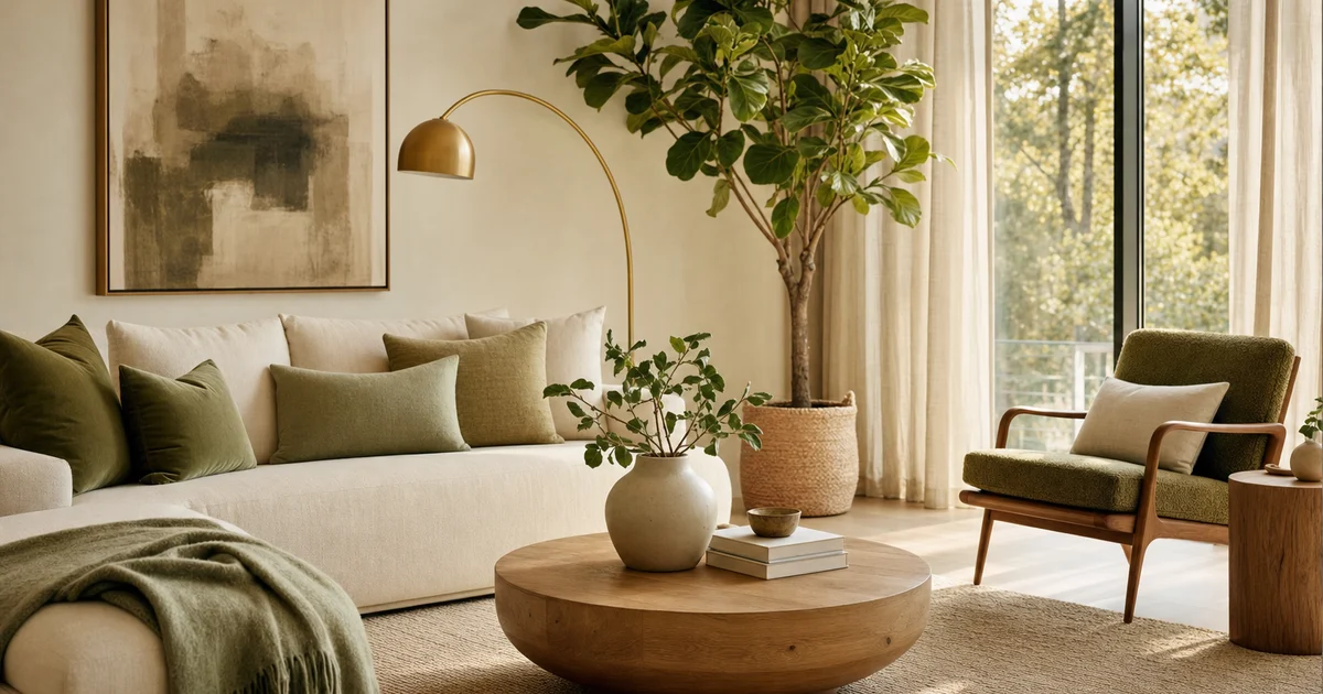 A warm living room redesigned with MiniRoom AI