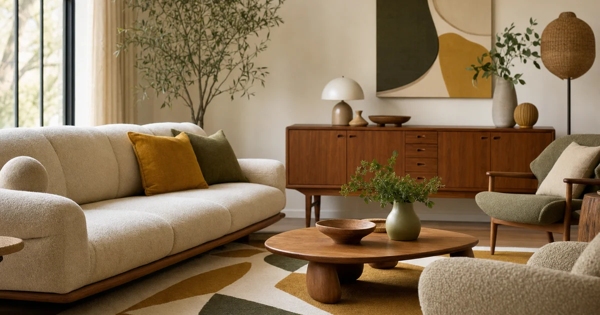 A mid-century modern living room